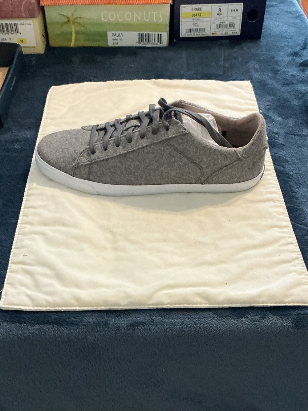 Cole Haan Gray Felt Low-Top Lace-Up Sneakers
